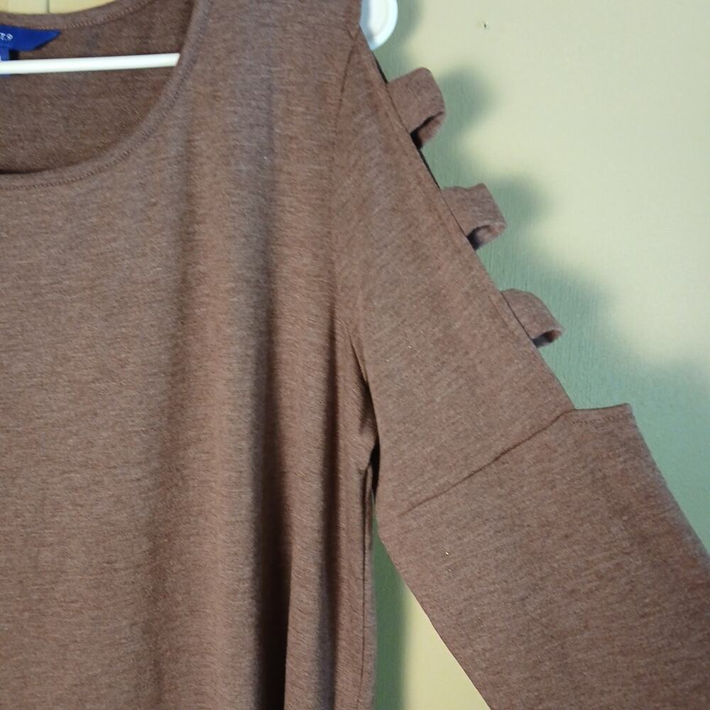 APT. 9 Womens Lattice Sleeve Tunic Top Sharkbite Hem Size XL-NWT Muted Brown - Picture 2 of 10